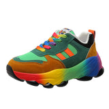 Casual Single Shoe Rainbow Sole Fashion Tie Flying Breathable Leisure Sports Single Shoes