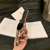 Drag Slippers Low And Back Half-Drag 2025 Summer New Baotou Cat With Casual Leopard-Print Cold
