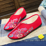Zingj Cotton Shoes Injection Plastic Soft Sole Women Winter Clip Cotton And Velvet Embroidered Flower Cloth Shoes Casual Soft Sole Flat Sole Pregnant