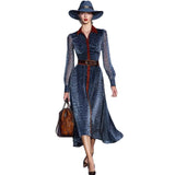Elegant Professional Spring And Autumn Long-Sleeved Leopard Dress