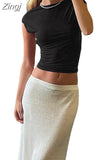 2023 Women O-neck T-Shirts Solid Summer Short Sleeve Slim Fit Cut Out Backless Tees Shirts Tops Streetwear for