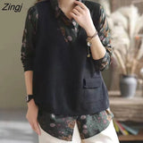 Vest Women V-neck Solid Pockets Loose All-match Autumn Fashion Korean Casual Свитер Женский Retro Simple Knitwear