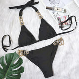 Zingj New Swimsuit Crystal Diamond Swimming Suit Sexy Swimsuit Metal Accessories