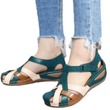 Women's Shoes 2025 Summer New Retro Round Head Slope With Ladies Roman Shoes Cross Buckle Women's