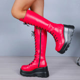 Thick Bottom Women Boots 2025 New Punk Style Personality Big Red Slope And Thick Bottom Mids