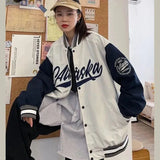 new American retro letter print jacket coat women Y2K high street fashion trend baseball uniform couple casual loose