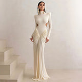 The Autumn Of 2025, The New Women's Clothing Solid-Colored Long-Sleeved High-Collar Temperament Is Folded And