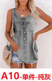 Women's 2025 Summer New Fashion Imitation Denim Vest Casual Print Sleeveless