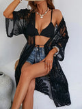 Summer New High-End French Resort Style Design Embroidery Loose V-Neck Solid Color Niche Sunscreen Shirt