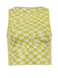 Checkered Print Crop Tank Top-Outfit