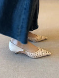 New French Retro Hollow Breathable One-Footed Tip-Heeled Light-Mouthed Single-Shoe Fashion Single Shoe