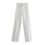 New Straight High-Rise Thin Solid-Colored Slacks