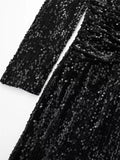 Black Sequin Dress Woman Glitter Velvet Blazer Dress Women Long Sleeve Short Dresses Autumn Winter Elegant Party