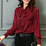 Womens Tops Blouses 2023 new Spring Plus Size Casual Chiffon Blouse V-Neck Solid Shirt Bow Lantern Sleeve fashion Blusas
