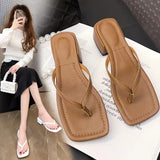 Cool Slippers Women 2025 Summer New Fashion Outside The Square Head And Anti-Slip Beach