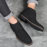 Zingj Fall Men's Pointed Casual Men's Leather Boots Front Lace Up Martin Boots Plus Size Men's Shoes Fashion