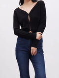 Spring New Product Fashionable Pure Lust Wind V Collar Single Buckle Gentle Comfortable Small High-Waist Knitted Open Shirt Outside The