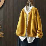 Spring And Autumn Knitted Cardigan Coat Women Retro Literature And Art Loose Leisure Long-Sleeved Sweater