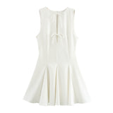 New Wide Swing Bow Trim With Sleeveless Dress