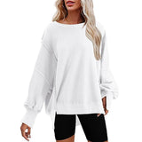 Women's Clothing 2025 Autumn And Winter New Women's Large Round-Neck Sweatshirt Side Open Fork Long-Sleeved