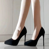 Waterproof Table High Heels Autumn And Winter New Velvet Head Fine Heel Temperament Small 10Cm Not Tired Single