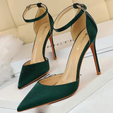 Shoes Hollow Out Woman Pumps High Heels Sexy Party Shoes Silk Ladies Shoes Pointed Toe Heeled Shoes 2021 Female