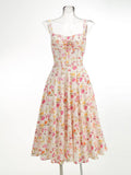 Hot Sale Of New Sexy Slings Print Dress Mid-Length Dress High-End Temperament Thin Tie Dress Dress Dress