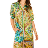 Women's Hot Flower Printing Tie With Short-Sleeved Fashion