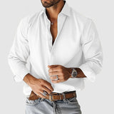 New Men's Shirt City Casual Collar Button Solid Color Men's