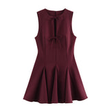 New Wide Swing Bow Trim With Sleeveless Dress