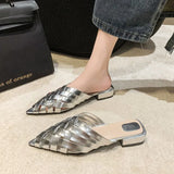 Women's Shoes Forever Pedal Home ~ Summer Fresh! French Small Retro Cross-Woven Hollow Fashion Low-Heeled Slippers
