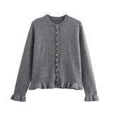 Women's Autumn And Winter New Laminated Wooden Ear Knitted Shirt