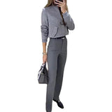 Zingj Fall 2023 New Design Pocket Casual Top Goes With Commuter Straight Suit Suit-Outfit