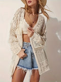 New Women's Cardigan Long-Sleeved Loose Knitted Shirt Casual Hollow