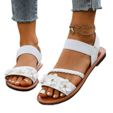Flat-Bottomed Flowers Romanesque Windy Large-Size Sandals Women Woven Tight With Light Beach Cool