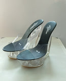 Zingj Korean Thick Platform Ultra High Heel Sandals High Transparent Special Crystal Shoe Waterproof Platform 15CM Wedge Wedge Women's