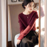 Hair Blue Soft-Masted Sweater Mid-Autumn 2025 Autumn/Winter New Design Sense Of Ntong T-Shirt