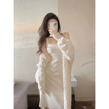 And Gentle Milky Knitted Suit Dress Women's Autumn And Winter 2025 New Temperament Cardigan Sweater Skirt Two