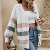 And Winter Knitted Shirt V-Neck Sweater Classic Striped Single-Dcupuncture Cardigan Casual Knitted