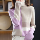 Zingj New 2023 High Collar Color Loose Lazy Wind Sweater Women's Korean Version Versatile Fashion Sweater-Outfit