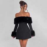 Autumn And Winter New Women's Fashion Temperament Sexy Hair Collar Shoulder Repair A-Word