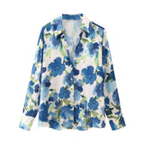 Women's Long-Sleeved Loose Casual Silk-Sense Tidly Shirt