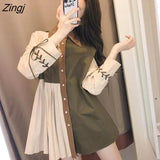 Women Patchwork Feminine Simple Vintage Spring Single Breasted Fashionable Students New BF Style Outerwear Chic