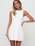Spring And Summer New Sleeveless Dress Solid Color Collar Temperament Body-Clad Hip