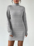 And Winter Half-High Collar Knitted Dress Women's Fashion Pure Color Sexy Bag Ass