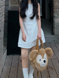 And White Iris Solid-Colored Vest Dress Woman Design Feeling Small Gentle And Comfortable Sleeveless Casual Dress