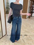 Xixi 13 Line 2025 Autumn And Winter Water Washing Water High Waist Straight Barrel Grinding Plus Velvet Denim Trousers Female