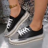 Women's Shoes Thick Soles Height Water Drill Niche Design Lace Single Shoes In Fashion Lefu