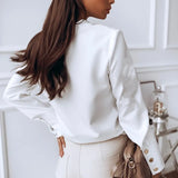 Fashion Woman Shirts 2023 Spring Casual Solid Blouse Long Sleeve White Black Korean Tops Cotton Loose Chic Cardigan