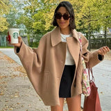 Women's Explosive Single-Dbutton Clasp-Butled Loose Wool Jacket